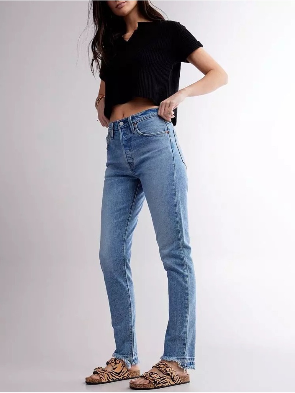 Levi's Light Blue Skinny Jeans with Raw Hem